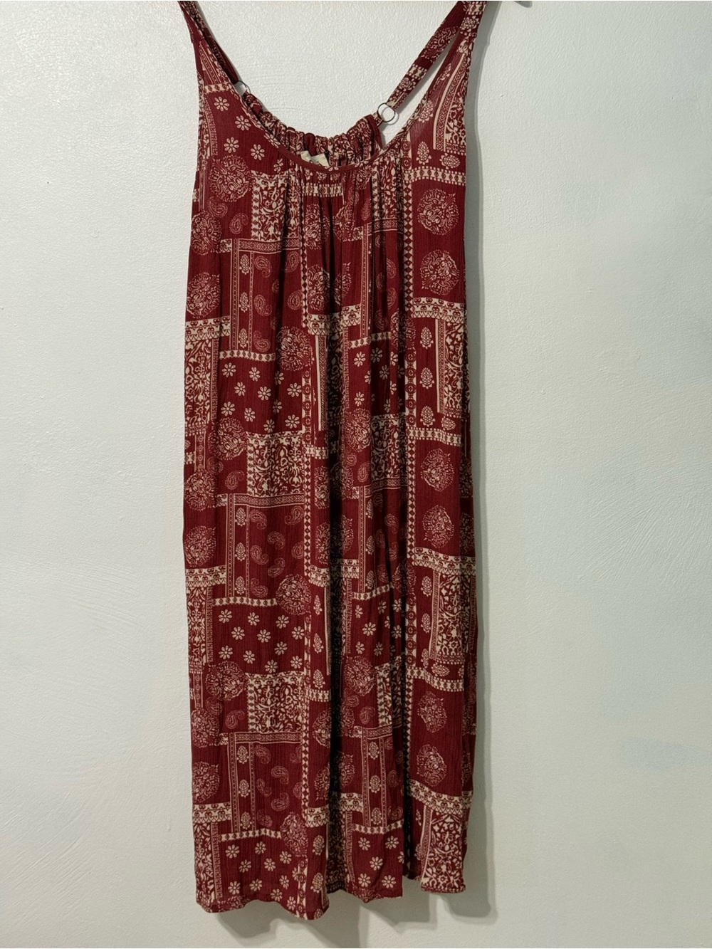 NATURAL LIFE Burgundy Bandana-Print Midi Dress small new with tag